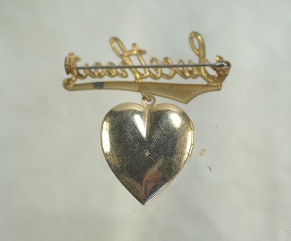 Vintage Sweetheart Heart Brooch/Locket, WWII Mili… - image 5