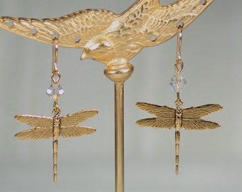 Brincos de Libélula Personalizados: Brincos de Libélula Exclusivos em Ouro e Prata com Cristais Swarovski