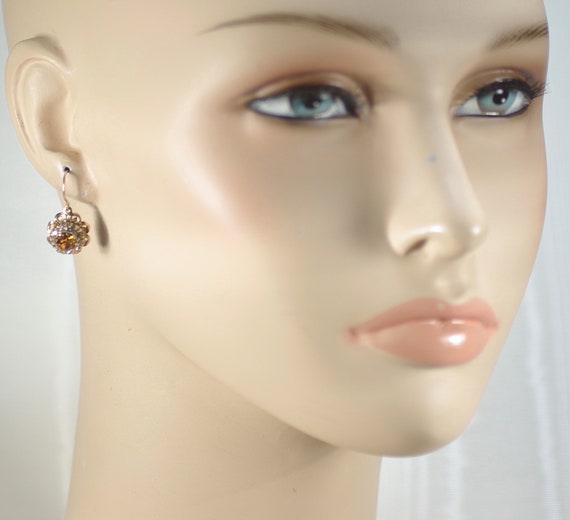 Vintage Topaz Rhinestone Drop Earrings, 50's Topa… - image 7