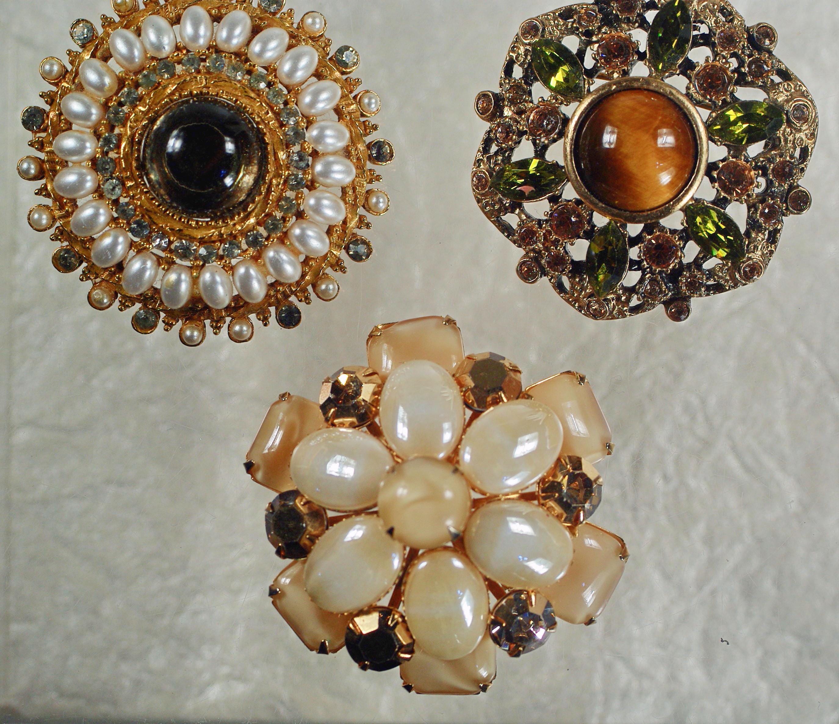 Lot De 3 Broches Vintage Années 1940-50 - Métal - Occasion - Bijoux Anciens