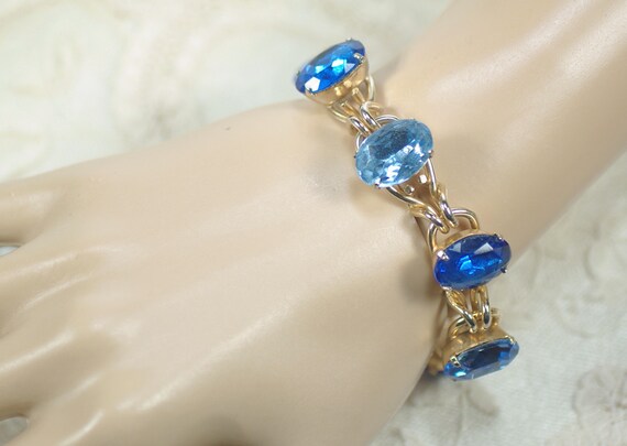 Vintage Juliana Blue Rhinestone Bracelet, Chunky … - image 3