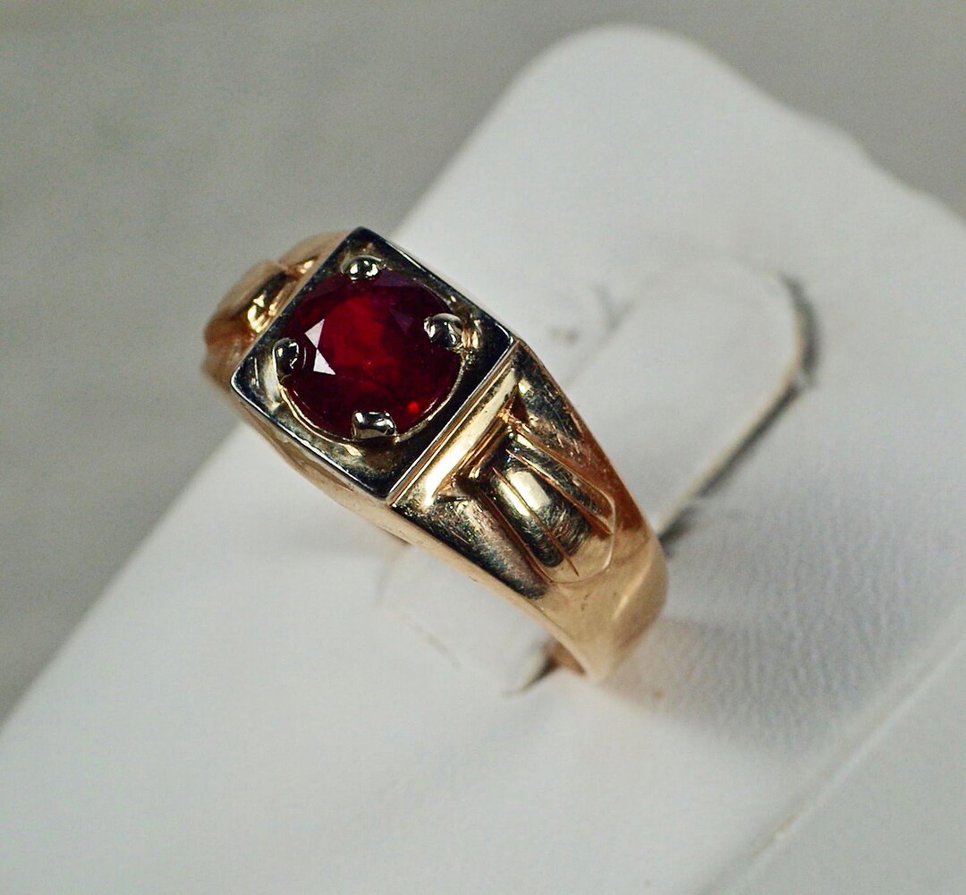 14kt Men's Ruby Ring, Men's Engagement Anniversary Father's Day Wedding ...