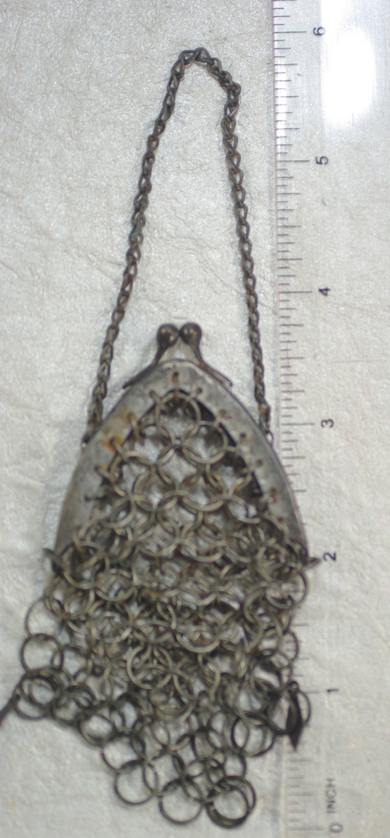 Antique Victorian Chainmail Purse, German Silver … - image 9
