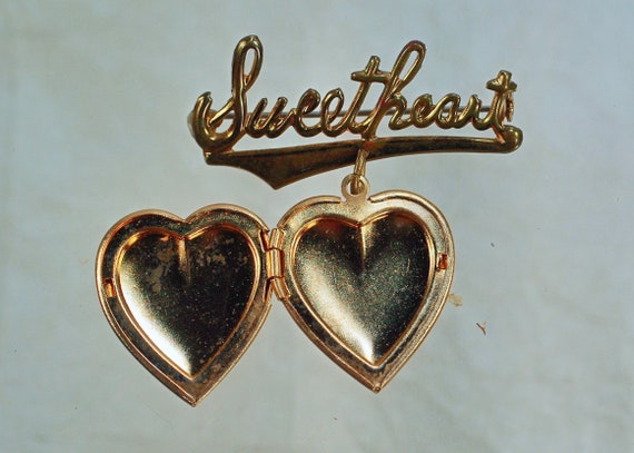 Vintage Sweetheart Heart Brooch/Locket, WWII Mili… - image 6