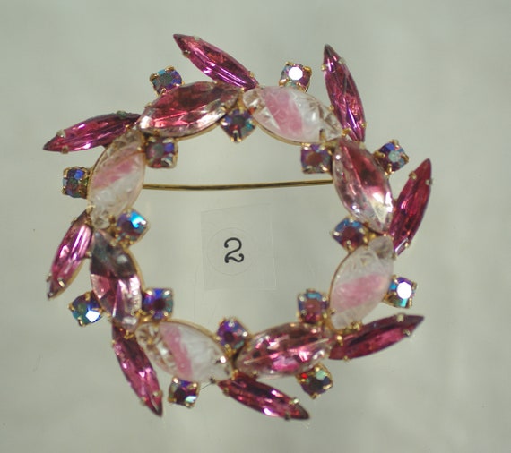 Vintage Pink Rhinestone Juliana Style Flower and … - image 4