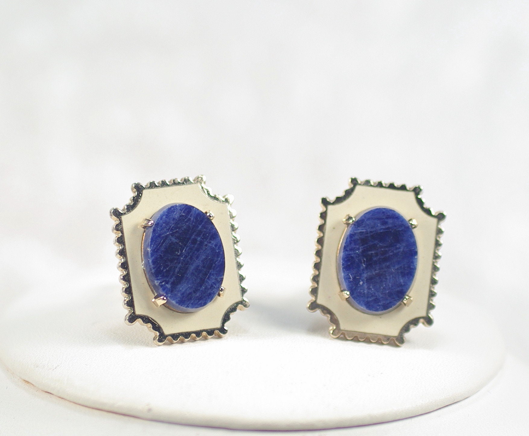 Boutons De Manchette Pour Homme - Motif Nœud Bleu Avec Pierres Décoratives, Accessoire élégant Et Cadeau