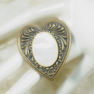 Mother of Pearl Heart Brooch: Antiqued Gold Southwestern Pin