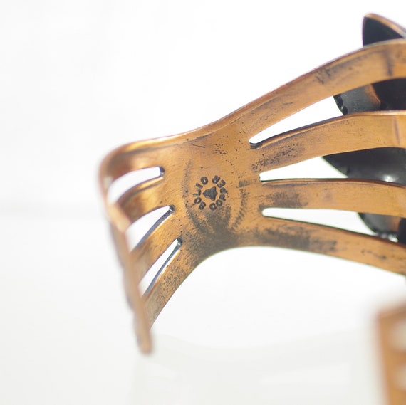 Vintage Bell Copper Turquoise Bracelet, Native Am… - image 7