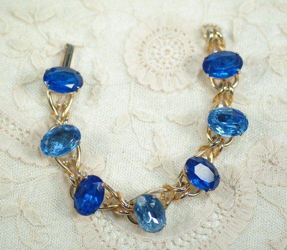 Vintage Juliana Blue Rhinestone Bracelet, Chunky … - image 5