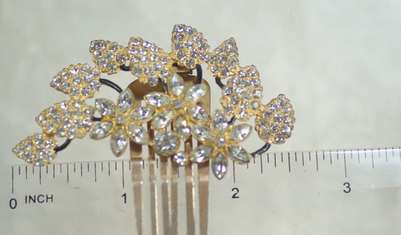 Vintage Art Deco Style Rhinestone Hair Clips, Gol… - image 10