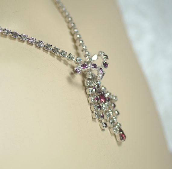 Amethyst Rhinestone Waterfall Necklace Set, Purpl… - image 4