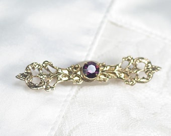 Swarovski Handcrafted Victorian Style Filigree Bar Pin, Multi Colored Swarovski Brooches, Friend Birthday Graduation Gold Pin Gift Under 15