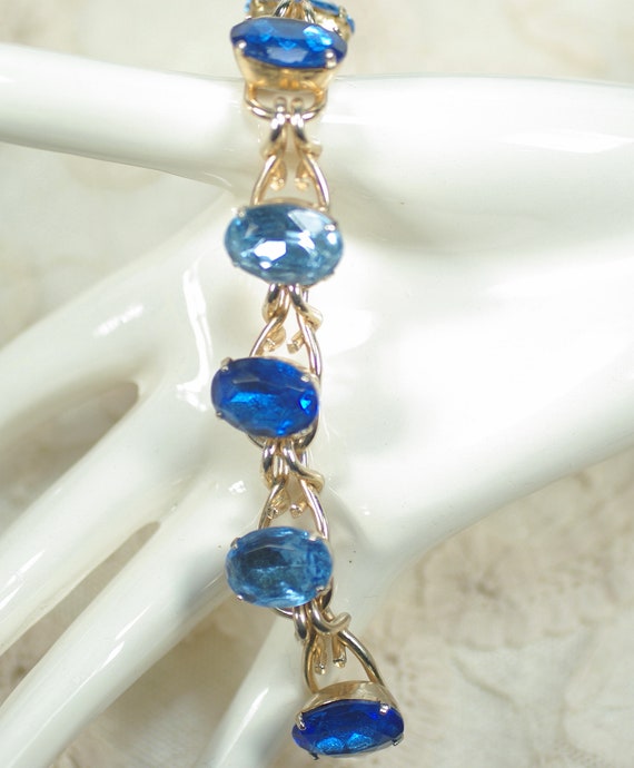 Vintage Juliana Blue Rhinestone Bracelet, Chunky … - image 2