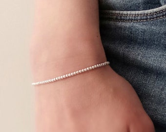 Bracelet Femme Argent 925 petites boules, Bracelet Argent 925, Bracelet Boule en Argent Massif, Bijoux en Argent