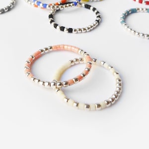 2 Seed bead rings, Stacking Rings set, Boho Ring set, Stacking Ring Set, Stackable Ring Set, Sterling Silver Rings for women / &quot;Native&quot;
