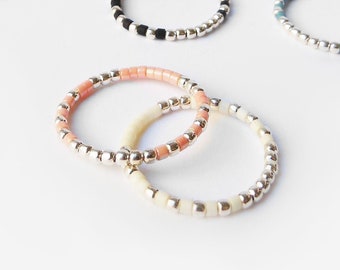 2 Stapelringe Silber set,  Kugelring Silber , 2 Vorsteckring, Siberringe, Stacking rings - Vielen farben / "Native"