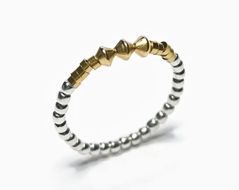 Gold and silver ring, Mixed Metal Ring, Gold Filled Ring, Sterling Silver Ring, Two Tone Ring, Dainty Ring, Silver Ball Ring / "Karika II"