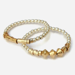 2 silver- och guldfyllda ringar - Storlekar 44 till 65 - I 14k guldfyllt och 925 silver - Damsilverring / "Karika Duo"