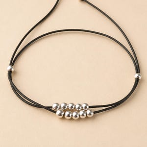 Black cord bracelet for women, Sterling silver bead bracelet, Double wrap adjustable string bracelet – King Crab