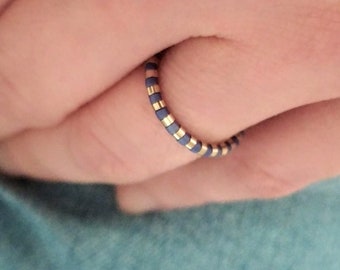 Quirky Dainty Blue Gold Filled Ring, Simple Thin Gold Ring, Stack ring available in pink and blue sky colors | "Nil"