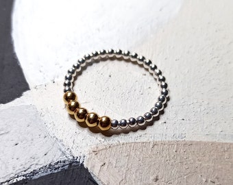 Gold Filled Ring, Two Tone Ring, Sterling Silver Ring, Mixed Metal Ring, Thin Gold Ring, gold stacking ring