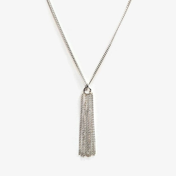 Sterling silver Tassel Necklace - Fringe necklace pendant silver sterling dainty necklace fringe chain fine woman pompon -"Pompon"