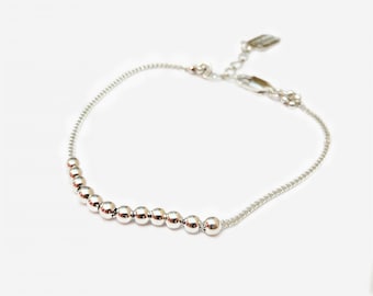 Sterling Silver ball bracelet, Beaded bracelet, Sterling Silver balls on chain / "BB"