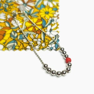 Sterling Red bead bracelet, Red Silver Ball Bracelet Green - Silver Bead Bracelet for women - Color Silver Ball Chain bracelet / &quot;J&#39;adore&quot;