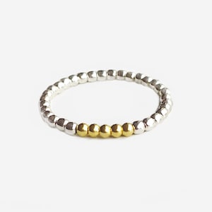 Sterling two Tone Ring, Mixed Metal Ring with silver and gold filled, Thin stacking ring in many sizes / &quot;Lux I&quot;