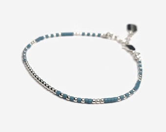Bracciale con perline in argento blu 925 - Bracciale in argento 925 pregiato - Bracciale da donna in argento pregiato - Bracciale da donna in argento / "nativo"
