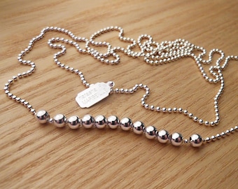 Lange ketting ketting Zilver 925 | Massief zilveren balletjes 4 mm | Zilveren balletjesketting 80 cm / 86 cm / 90 cm - “I love it”