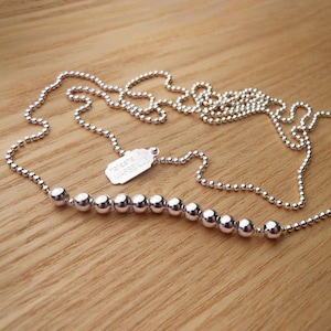 Long collier Sautoir Argent 925 | Boules argent massif 4 mm | Chaine Boule Argent 80 cm / 86 cm / 90 cm - "J'adore"