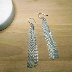 Long silver earrings, Sterling Silver Dangle Earrings for Women, Sterling Silver Earrings, Fringe Earrings, dangling earrings image 6