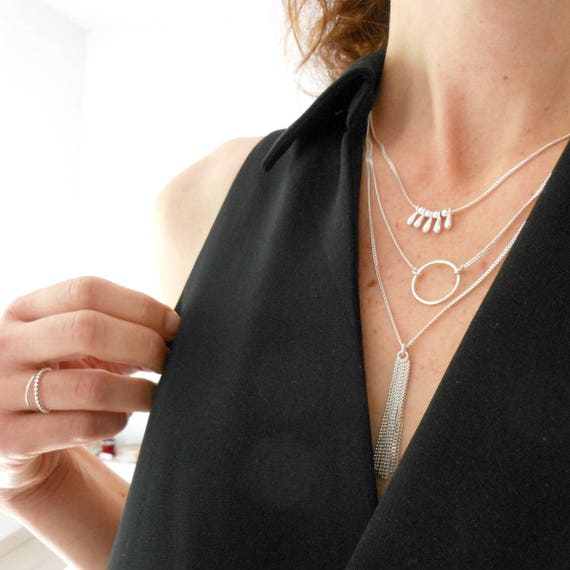 collier femme argent 3 rangs