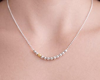 Zilveren kogelketting, zilveren damesketting, zilveren en gouden kogelketting, choker van 925 zilver / "Ik vind het geweldig"