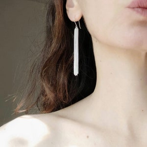 Long silver earrings, Sterling Silver Dangle Earrings for Women, Sterling Silver Earrings, Fringe Earrings, dangling earrings image 8