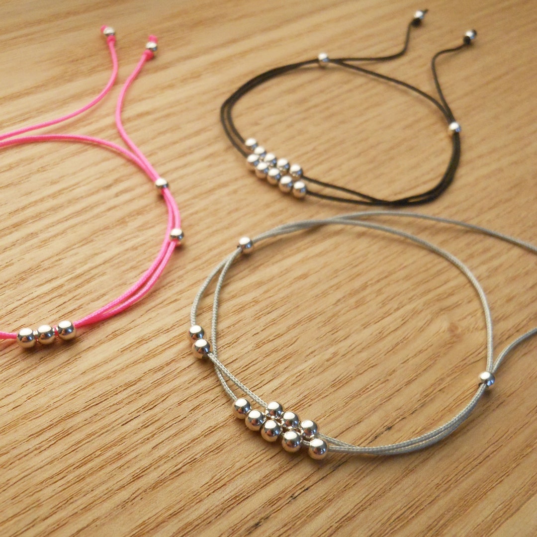 Nylon Cord Bracelet Thread Bracelet Beaded Bracelet Sterling Silver