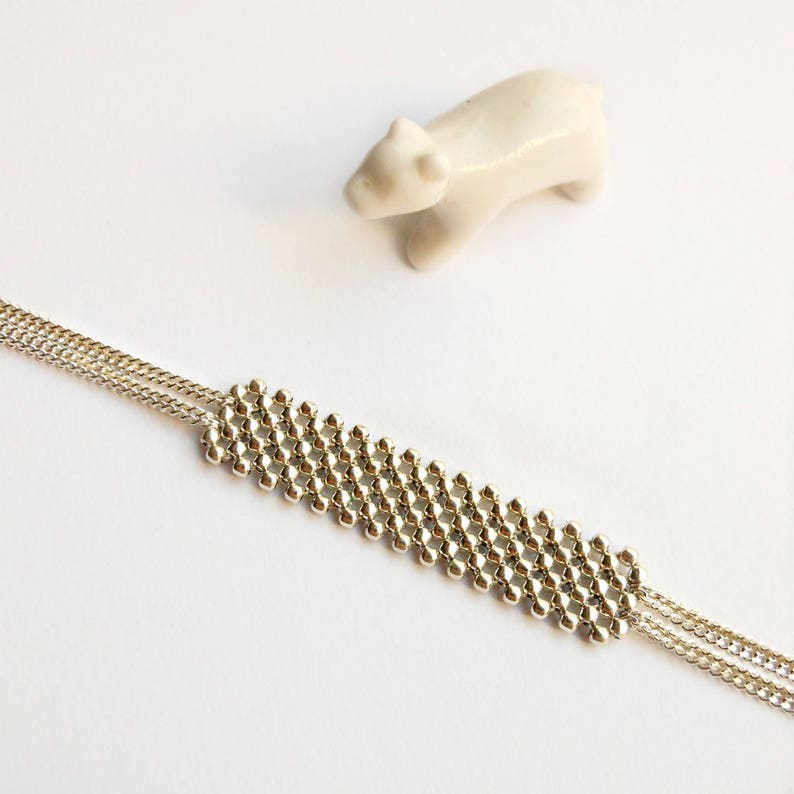 Sterling Silver Cuff Bracelets for Women Flat bead bracelet Beaded cuff Bracelets Bridal cuff bracelet Custom size bracelet Niki