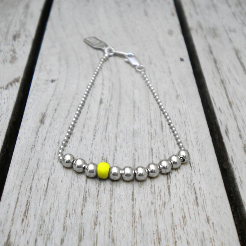 Green Silver Ball Bracelet Green Color Sterling Silver Ball Chain bracelet J/'adore Silver Bead Bracelet for women