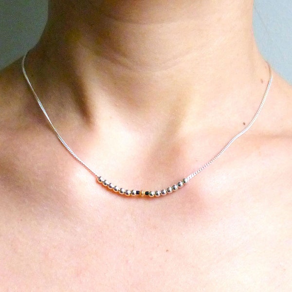 Collier Perle noires - Collier Ras de Cou Argent - Collier Argent 925 Femme/ "Tana"