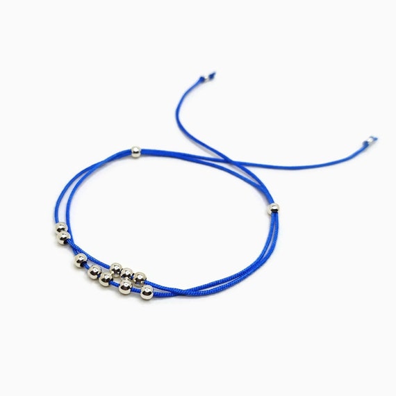Thin Blue Line Bracelet Sterling Silver Blue Cord Bracelet Etsy