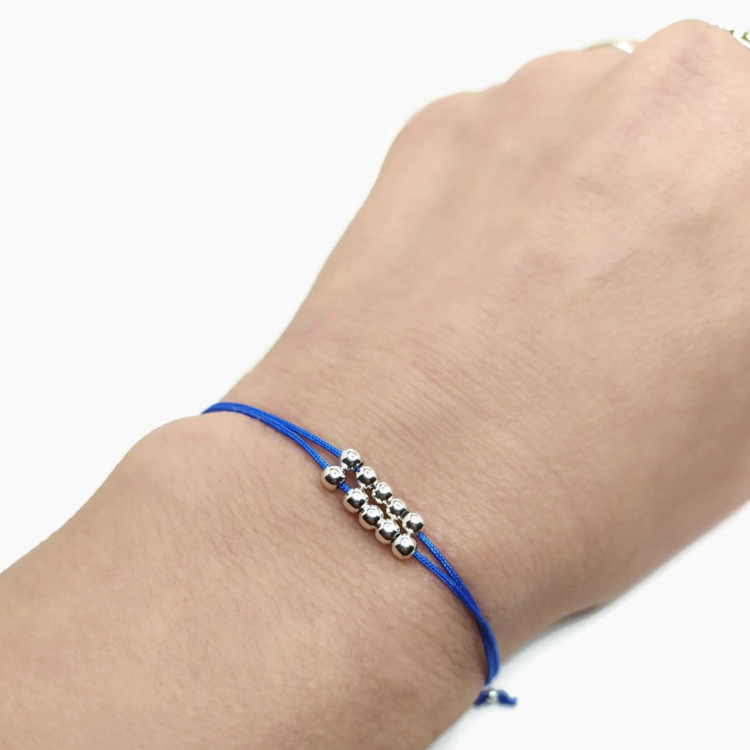 Thin Blue Line Bracelet Sterling Silver Blue Cord Bracelet Etsy