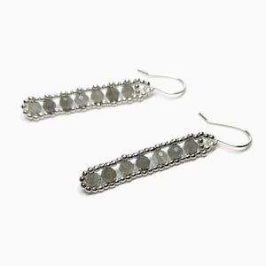 Boucles d'oreilles Labradorite argent 925, Boucles d'oreilles pierres naturelles, Boucles d'Oreilles Pendantes Pierre image 1