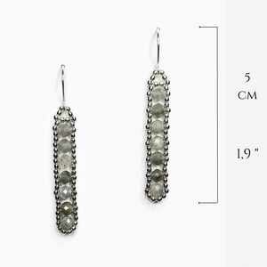 Boucles d'oreilles Labradorite argent 925, Boucles d'oreilles pierres naturelles, Boucles d'Oreilles Pendantes Pierre image 4