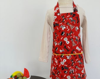 Toddler Apron - 100% Cotton - Dogs and Their Bones