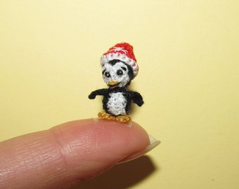 Miniature Christmas Penguin ONLY 0.8 " Tiny Micro Penguin Dollhouse Penguin Christmas Gift Idea Ooak Gift For Christmas Miniature Animal Toy