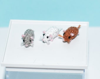 Extremely Micro Mouse - 10 mm Realistic Dollhouse Mouse Crochet Animals Dollhouse Miniature Pet Doll House Toy Tiny Micro Mouse Gift