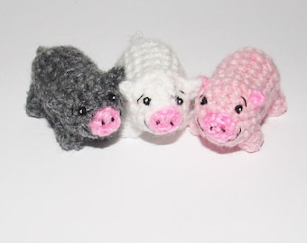 Maiale in miniatura - Maiale all'uncinetto Amigurumi Maiale Animali di peluche in miniatura Casa delle bambole Giocattoli di fattoria Giocattoli di maiale in miniatura