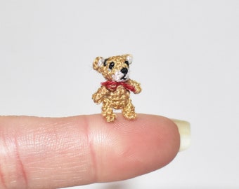 Micro Teddy Bear - 0.59" - Crochet Miniature Bear Dollhouse Stuffed Teddy Bear Toy Tiny Crochet Teddy Bear Doll's Toy Mini Stuffed Animal