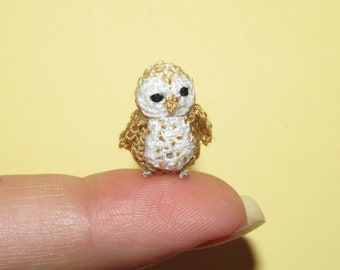 Tiny Miniature Owl Crochet Micro Owl tiny owl Dollhouse Owl Sweet cute Owl Unique gift idea Owl lovers Collectible owl Doll house micro toy